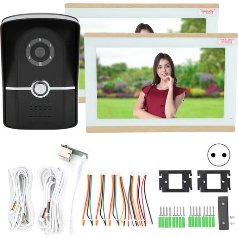 Sonnette vidéo WiFi 10 pouces 1080P Détection de mouvement Message visiteur Vision nocturne Interphone bidirectionnel pour Tuya Prise EU 100-240V (1/5)