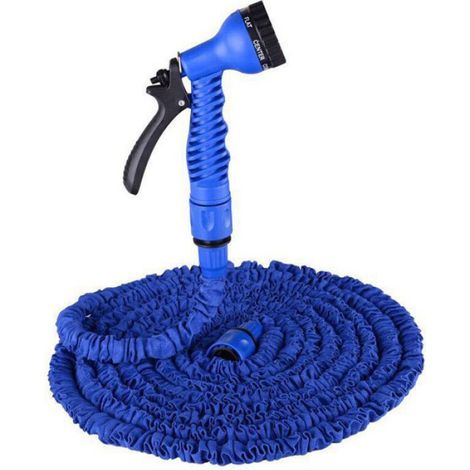 Tuyau Extensible - 15 M - Pistole À 7 Fonctions - Pour Jardinage Et Nettoyage Extérieur