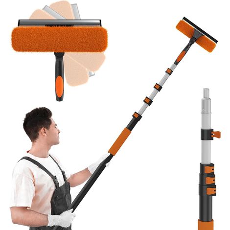 Telescopic Window Squeegee 6 m, 2-in-1 Window Cleaning Kit with Telescopic Handle, Window Squeegee for Windows at Heights, Household Cleaning (1/5)