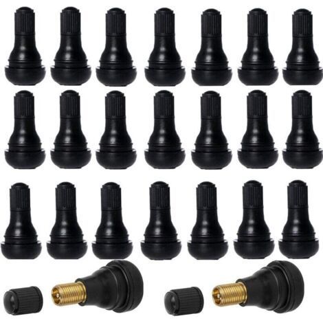 40 tapones de válvula para neumáticos sin cámara de coche, válvulas de neumático TR412, juego de vástagos de válvula de goma para neumáticos, color negro. (1/4)