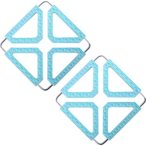 Juego de 2 posavasos de silicona con trípode, marco plegable de acero inoxidable, posavasos aislantes resistentes al calor, aptos para ollas, tazas, platos y cuencos.