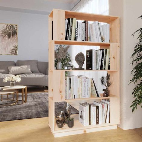 814059 vidaXL Book Cabinet/Room Divider 80x25x132 cm Solid Wood Pine (1/5)