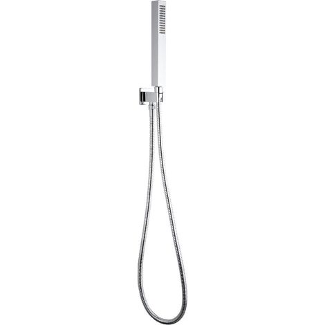 Milano Arvo Square Hand Shower Handset with Outlet Elbow and Wall Bracket - Chrome (1/4)