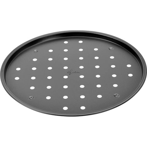 Lagostina Gustosa Teglia Pizza Forata in Acciaio Antiaderente per Forno Nero Diametro 32cm (1/4)
