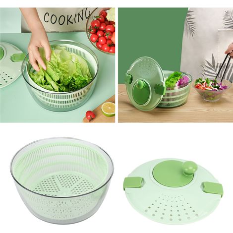Panier égouttoir en plastique pour repas fitness, égouttoir à légumes, déshydrateur de fruits et légumes, lave-légumes, essoreuse à salade, vert (1/5)