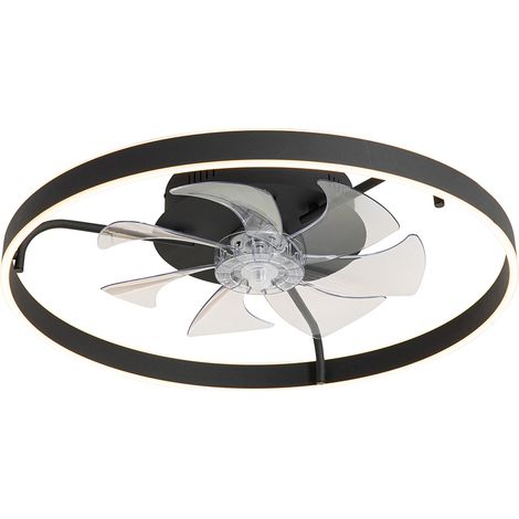 Deckenventilator schwarz 70cm inkl. LED Dimmbar mit Fernbedienung - Maddy