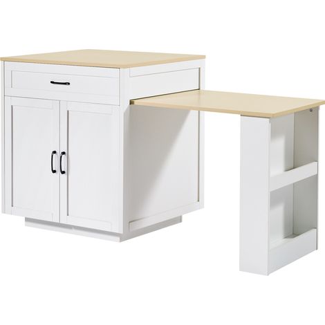 Isola da cucina estensibile con contenitore 133-202 x 70 x 93,5 cm MDF bianco MODENUIT (1/5)