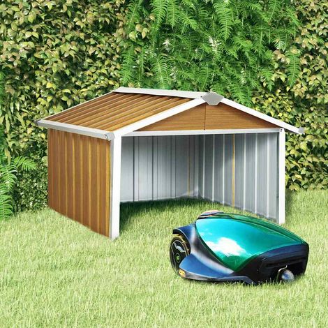 Abri pour robot de jardin 92x97x63 cm Acier galvanisé Marron (1/5)