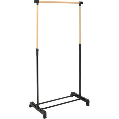 Portant à Vêtements Extensible "Effet Bois" 166cm Noir (1/5)