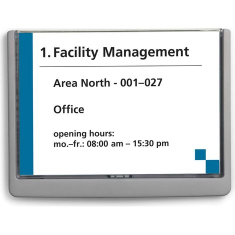 Durable 486637 Click Sign, Targa Fuori Porta in ABS, Sportellino Apribile con Tasto, Installazione con Viti o Biadesivo, 210x148,5 mm, Grafite (1/2)