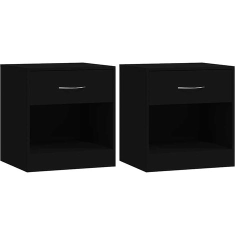 Maison Exclusive - Mesitas de noche 2 unidades con cajón negro (1/5)