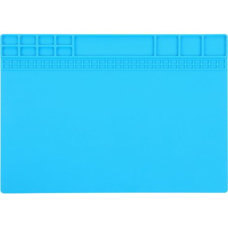 Tapis de soudure silicone résistant à la chaleur, bleu clair, pour réparation électronique et entretien, isolant, matelas de maintenance. (1/5)