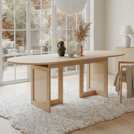 Mesa extensible 120/160 x 80 cm para 6 a 8 personas, roble OKMYHOME (1/5)
