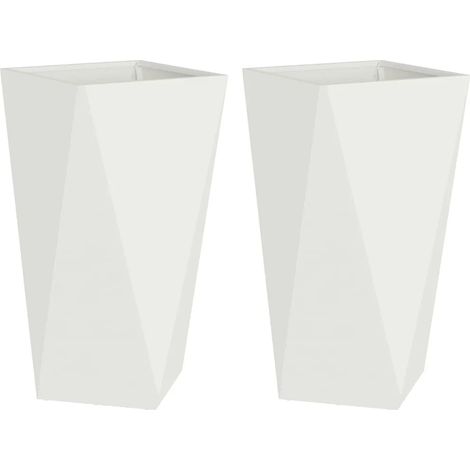 Lot de 2 jardinières modernes pour extérieur 40 x 40 x 75 cm en acier blanc (1/5)