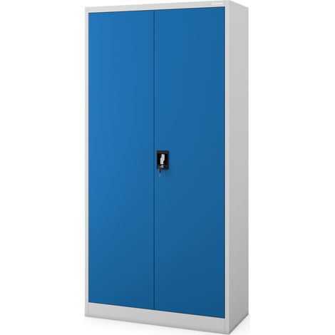 Abschließbarer Putzmittelschrank DAWID – 900 x 1850 x 450 mm, grau-blau