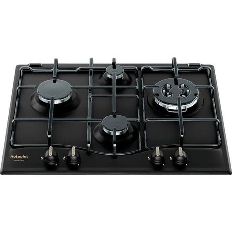 Hotpoint Ariston – Plaque de cuisson encastrable 59 cm gaz 4 feux – Acier émaillé – Commande avant – Puissance 8850 W – Couleur anthracite (1/2)
