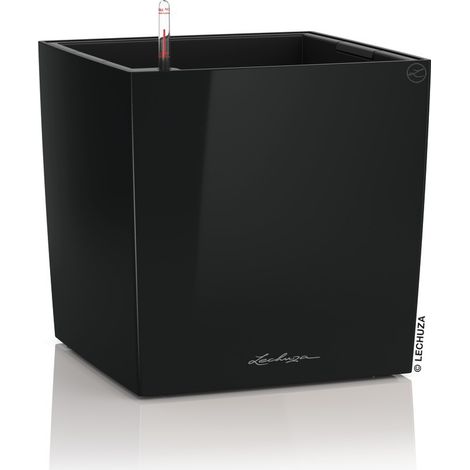 LECHUZA CUBE Premium 50 Komplettset schwarz hochglanz (1/5)