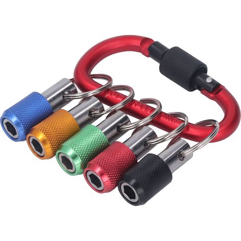 1/4"-Schnellwechsel-Magnetbithalter, Schraubendreherverlängerung mit 5 farbigen Stecknüssen, Sechskantgriff (1/5)