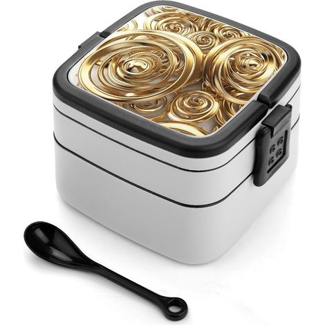 Boîte à lunch spirale en fil doré pour adulte avec cuillère (1/5)