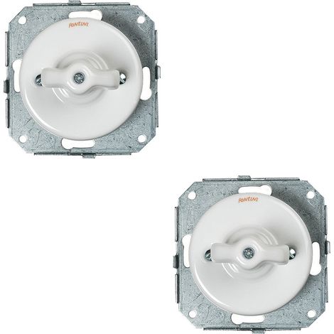 Lot de 2 Interrupteurs Va-et-Vient FONTINI Garby Colonial – Rétro en Porcelaine Blanche – Style Vintage, Installation Encastrable, Qualité Premium - FONTINI