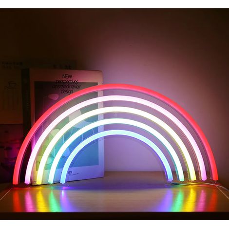 Lampe de nuit LED néon arc-en-ciel avec port USB, panneau arrière en acrylique – idéale pour décoration maison, fêtes, mariages et bars (1/5)