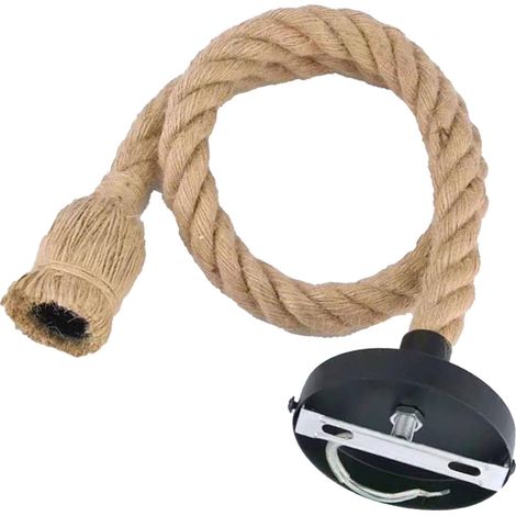 Suspension en corde de chanvre style industriel rétro, lampe suspendue en corde de jute pour boutique de vêtements, café, bar, restaurant, une tête, 1 m