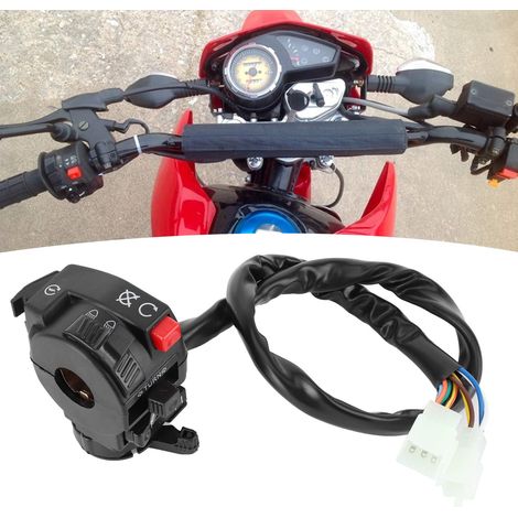 6 fonctions 9 fils côté gauche interrupteur de commande assemblée Kill Start interrupteur de starter, interrupteur de guidon 22mm 9 broches 8 fils adaptés pour 200cc 250cc Dirt Quad Bike moto ATV,A (1/5)