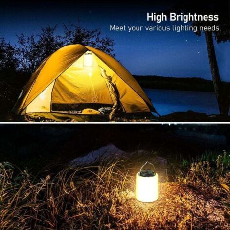 Lanterna da campeggio ricaricabile, lampada da campeggio a LED ricaricabile - Luce bianca calda 3000K, luminosità regolabile con 3 modalità, durata della batteria di oltre 10 ore, lampada da tenda por