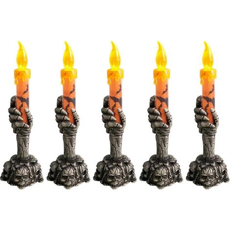 Lumière LED Halloween squelette fantôme bougie portable orange-- (1/5)