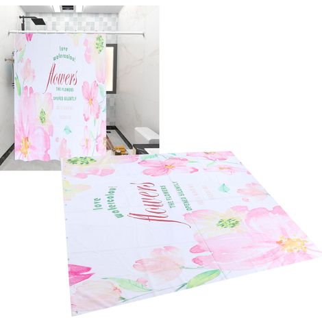Rideau de douche à motif floral d'été avec crochets, pour baignoire, 150 x 180 cm (1/5)