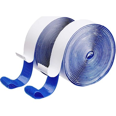 Selbstklebende Klettstreifen, extra starke doppelseitige Klebestreifen, nagellose Bilderaufhänger mit ultrastarkem Klebstoff (blau, 5 m x 3 cm) – AquaForge (1/4)