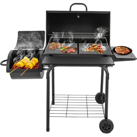 Barbecue charbon de bois - barbecue de jardin, 147x70x126cm, chariot grill de jardin fumoir avec grille de maintien au chaud, Évents réglables, Roulettes, pour jardin/balcon/cour (1/5)