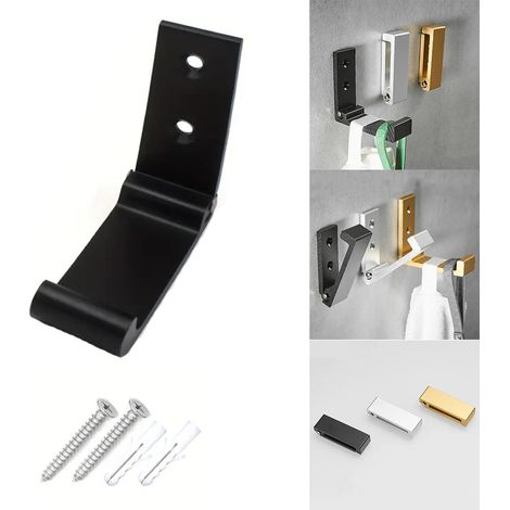 Crochets Muraux Pliables En Aluminium, 1 Paquet, Rangement De Fournitures De Salle De Bain Et De Cuisine, Pliable Multifonctionnel (Noir) (1/5)
