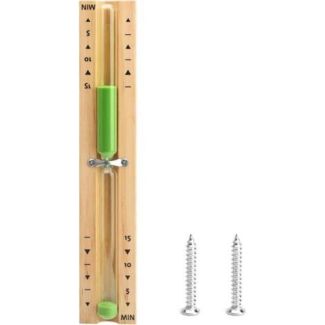 Sablier pour sauna - Accessoire de minuterie - 15 minutes - Minuteur de cuisine - Résistant à la chaleur - Sauna - Sablier en bois - Vert sable (1/5)
