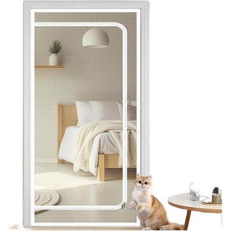 Puerta reforzada y resistente para gatos，a prueba de mascotas，con cierre a presión，mantiene a perros y gatos fuera de la casa，90 x 210 cm (1/5)