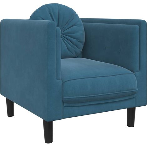 Fauteuil de Salon,Chaise,Fauteuil avec coussin bleu velours CFW600033 (1/5)
