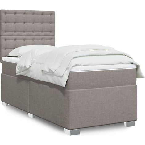 Boxspringbett mit Matratze Taupe 100x200 cm Stoff