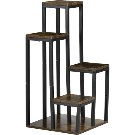Soporte para plantas de 4 niveles en aglomerado y metal marrón 40 x 40 x 81 cm MODENUIT (1/5)