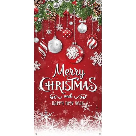 Bannière Porte De Noël - Décor Festif Pour Cadre De Porte Intérieur Et Extérieur - Motif Père Noël Amusant - Taille Unique (1/5)