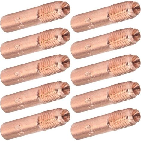 10 boquillas de soldadura MIG de 0,9 mm, puntas de contacto para soldadura MIG, kit de boquillas conductoras de cobre para soldadura industrial.