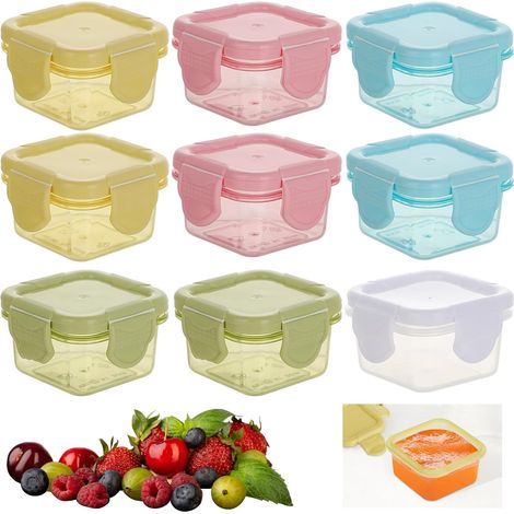 9 Pcs Mini Conteneur de stockage alimentaire,récipients alimentaires hermétiques 60 ml avec couvercles,Mini Petit Pot Conservation Bébé Mignons, 100% sans BPA (5 couleurs) (1/5)