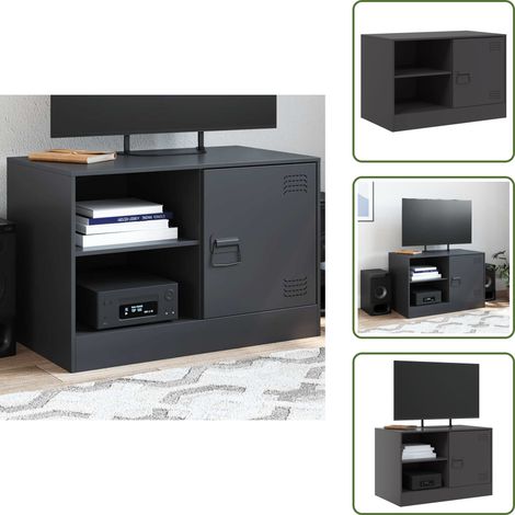 Mobile TV moderno - vidaXL Mobile TV Nero 67x39x44 cm in Acciaio - Mobile TV con maniglia