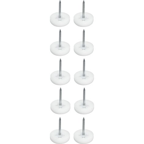 10x patin pied de meuble table chaise blanc clou plastique, 25mm (1/4)