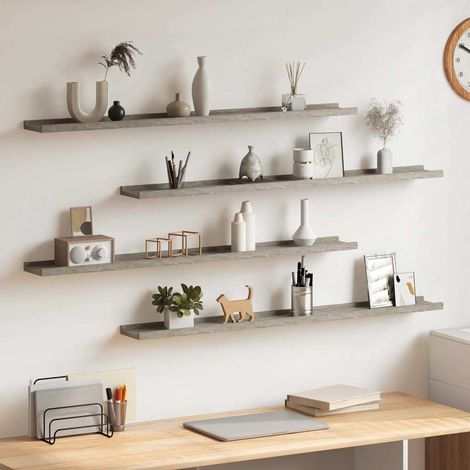 326707 vidaXL Wall Shelves 4 pcs Concrete Grey 100x9x3 cm (1/5)