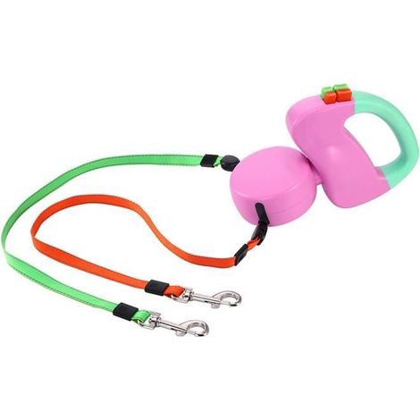 TEMPSA Laisse de Double Chien Enrouleur Rétractable 50 Lbs 3 Mètre Pet Puppy Walking rose