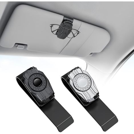 CCYKXA 2-teiliger Autobrillenhalter, Sonnenbrillenhalterung für die Sonnenblende, Clip und Tickethalter, Schwarz/Silber, universelles Auto-Innenraumzubehör