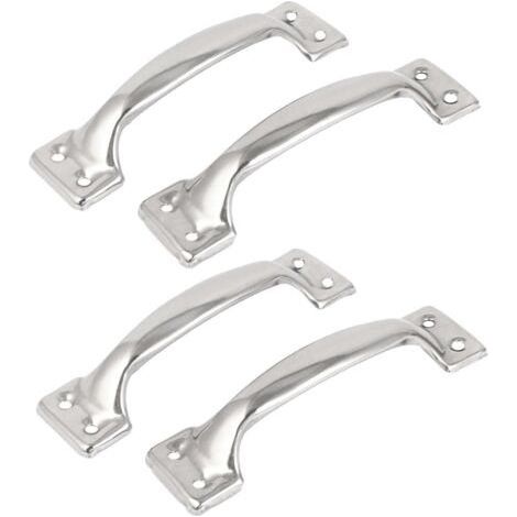 Set of 4 Vintage Barn Door Handles for Kitchen Cabinets, Hole Center: 112mm, Silver Iron (1/5)