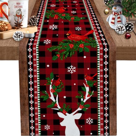 33 x 183 cm, Tischläufer aus Leinen in Form eines Lebkuchenmanns, Weihnachtsdekoration für leidenschaftliche Heimdekorateure (Elch)