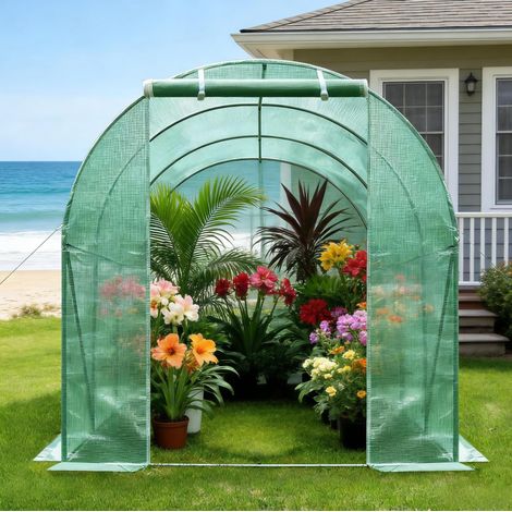 Invernadero de jardín PE y acero 300x200x190 cm OKMYHOME (1/5)