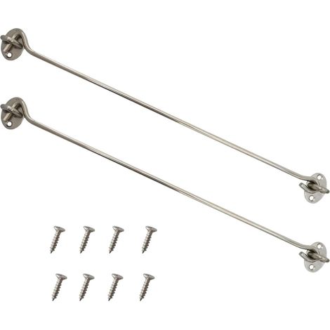 Loquet de porte en acier inoxydable, serrure de porte de grange de 16 pouces pour portes de grange, hangars et garages, paquet de 2. (1/5)